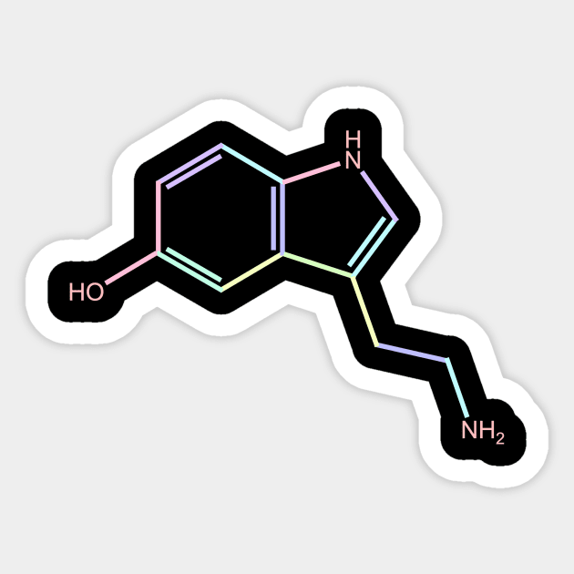 Serotonin Kawaii Pastel Rainbow Molecule Sticker by ChemECool